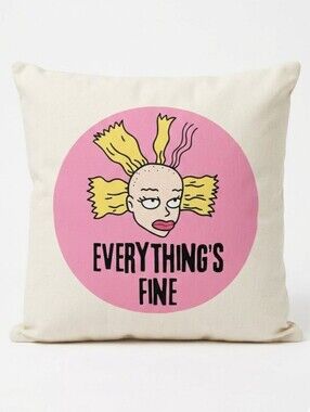 Everything's Fine Pink Graphic Throw Pillow Cover